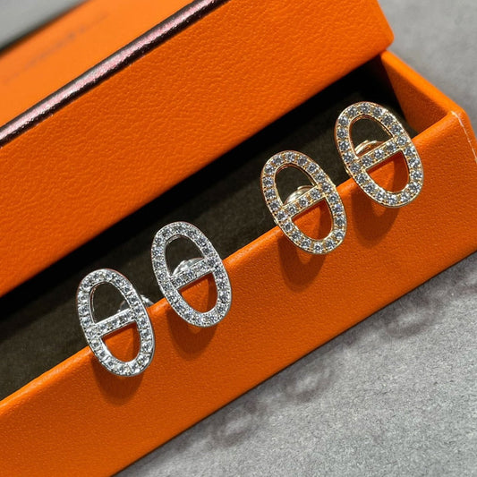 [BLUE TEARS]HM FULL DIAMOND PIG NOSE STUD EARRINGS