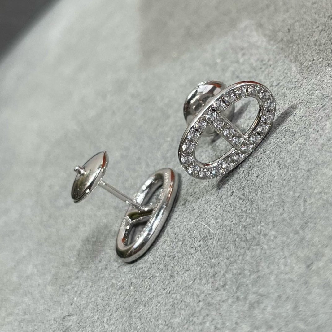[BLUE TEARS]HM FULL DIAMOND PIG NOSE STUD EARRINGS