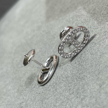[BLUE TEARS]HM FULL DIAMOND PIG NOSE STUD EARRINGS
