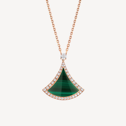 [BLUE TEARS]DREAM MALACHITE DIAMOND PAVED PINK GOLD NECKLACE