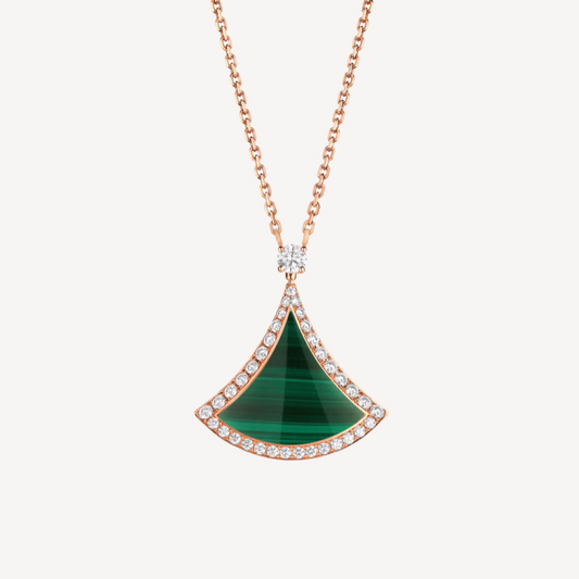 [BLUE TEARS]DREAM MALACHITE DIAMOND PAVED PINK GOLD NECKLACE