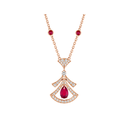 [BLUE TEARS]DREAM NECKLACE CARNELIAN DIAMOND PINK GOLD