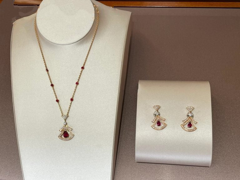 [BLUE TEARS]DREAM NECKLACE CARNELIAN DIAMOND PINK GOLD