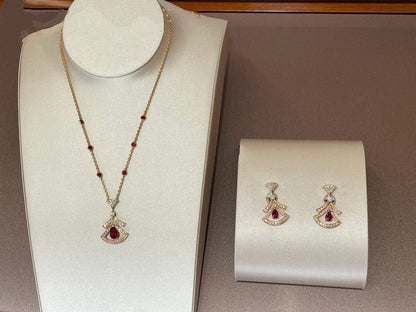 [BLUE TEARS]DREAM NECKLACE CARNELIAN DIAMOND PINK GOLD