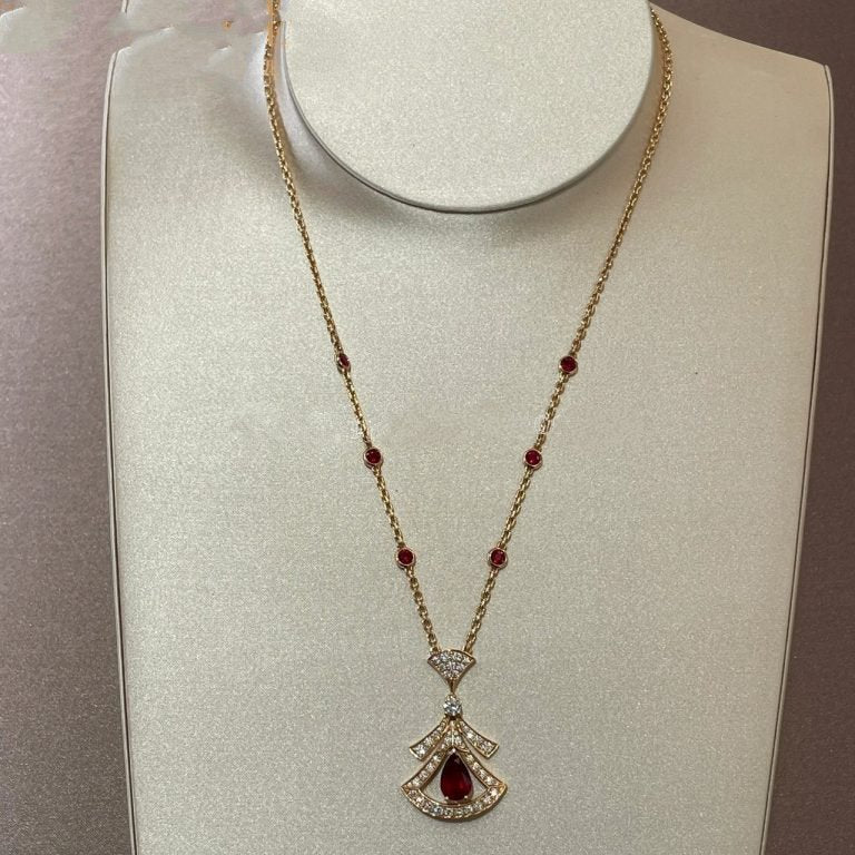 [BLUE TEARS]DREAM NECKLACE CARNELIAN DIAMOND PINK GOLD
