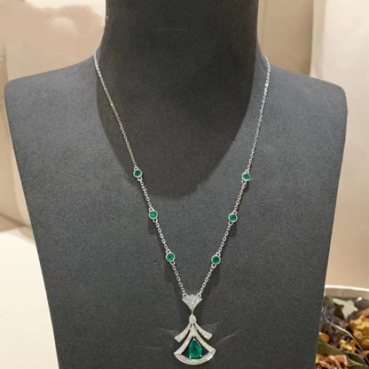 [BLUE TEARS]DREAM NECKLACE MALACHITE DIAMOND SILVER