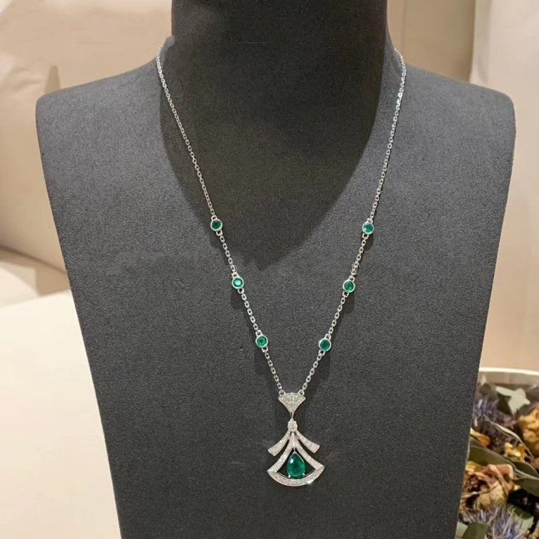[BLUE TEARS]DREAM NECKLACE MALACHITE DIAMOND SILVER