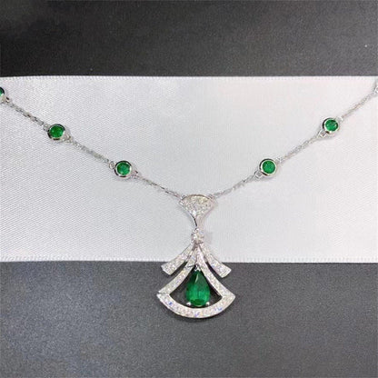 [BLUE TEARS]DREAM NECKLACE MALACHITE DIAMOND SILVER