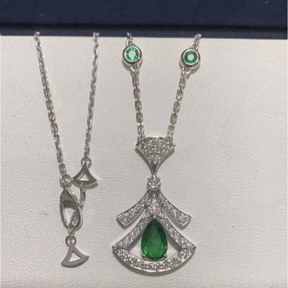 [BLUE TEARS]DREAM NECKLACE MALACHITE DIAMOND SILVER