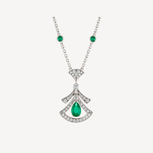 [BLUE TEARS]DREAM NECKLACE MALACHITE DIAMOND SILVER