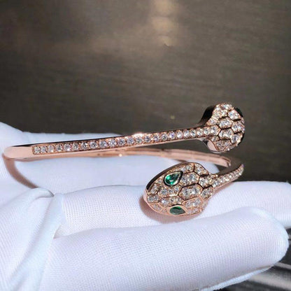 [BLUE TEARS]SERPENTI BRACELET PINK GOLD MALACHITE DIAMOND DOUBLE SNAKE