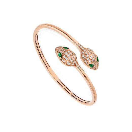 [BLUE TEARS]SERPENTI BRACELET PINK GOLD MALACHITE DIAMOND DOUBLE SNAKE