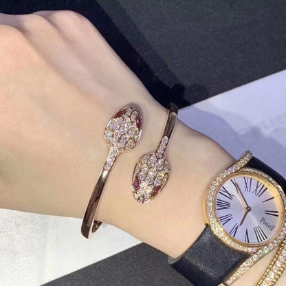 [BLUE TEARS]SERPENTI BRACELET PINK GOLD DIAMOND DOUBLE SNAKE