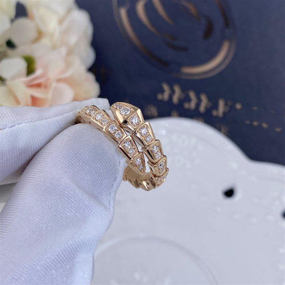 [BLUE TEARS]SERPENTI RING PINK GOLD DIAMOND PAVED 4MM