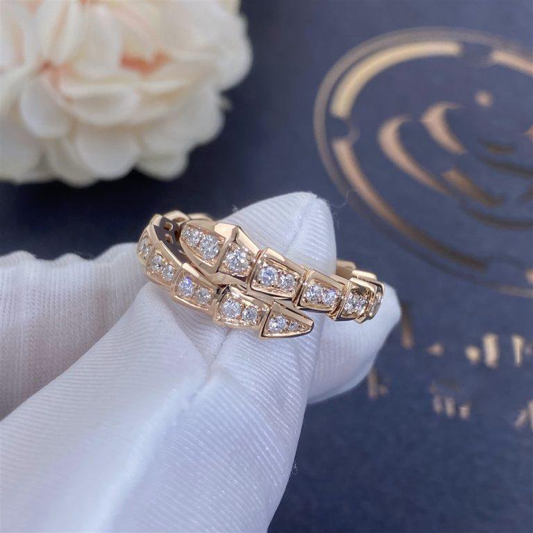 [BLUE TEARS]SERPENTI RING PINK GOLD DIAMOND PAVED 4MM