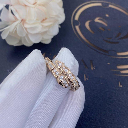 [BLUE TEARS]SERPENTI RING PINK GOLD DIAMOND PAVED 4MM