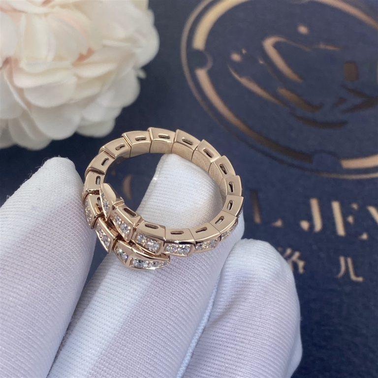 [BLUE TEARS]SERPENTI RING PINK GOLD DIAMOND PAVED 4MM