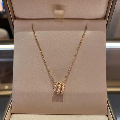 [BLUE TEARS]SERPENTI PINK GOLD NECKLACE DOUBLE RING DIAMOND