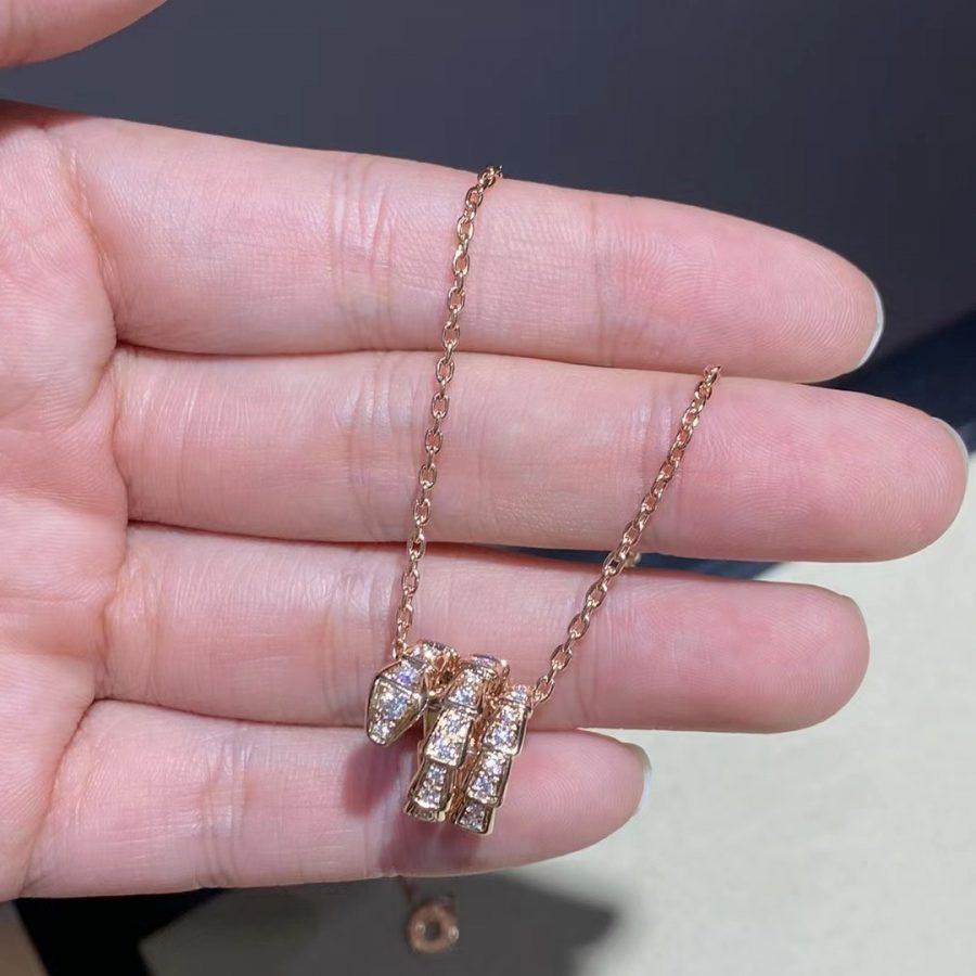 [BLUE TEARS]SERPENTI PINK GOLD NECKLACE DOUBLE RING DIAMOND