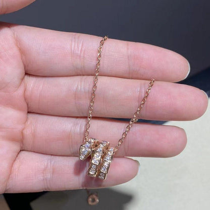 [BLUE TEARS]SERPENTI PINK GOLD NECKLACE DOUBLE RING DIAMOND