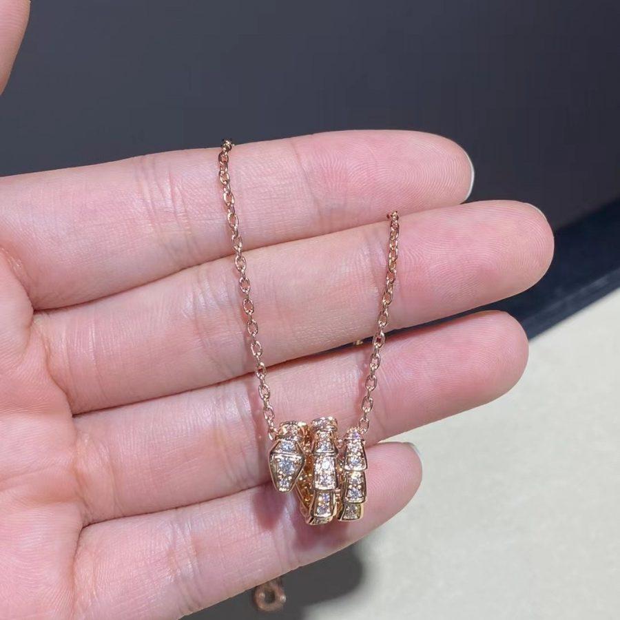 [BLUE TEARS]SERPENTI PINK GOLD NECKLACE DOUBLE RING DIAMOND