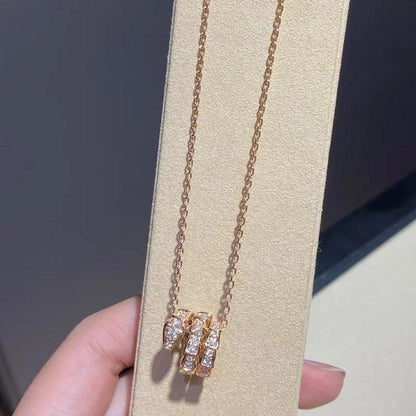 [BLUE TEARS]SERPENTI PINK GOLD NECKLACE DOUBLE RING DIAMOND