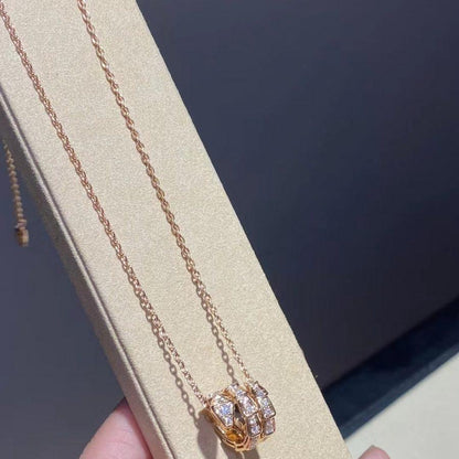 [BLUE TEARS]SERPENTI PINK GOLD NECKLACE DOUBLE RING DIAMOND