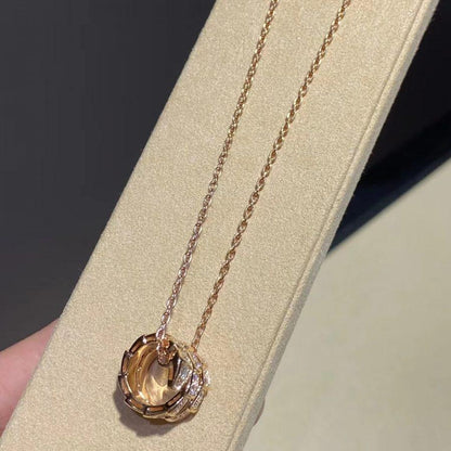 [BLUE TEARS]SERPENTI PINK GOLD NECKLACE DOUBLE RING DIAMOND
