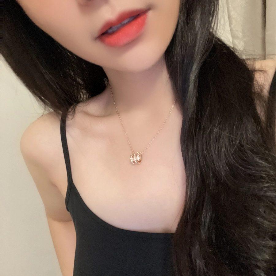 [BLUE TEARS]SERPENTI PINK GOLD NECKLACE DOUBLE RING DIAMOND