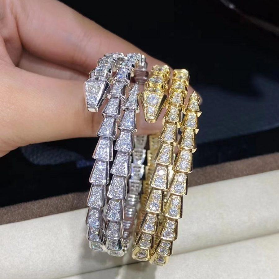 [BLUE TEARS]SERPENTI BRACELET GOLD DIAMOND DOUBLE ROW