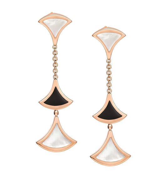 [BLUE TEARS]DREAM EARRINGS 3 MOTIFS ONYX MOP PINK GOLD
