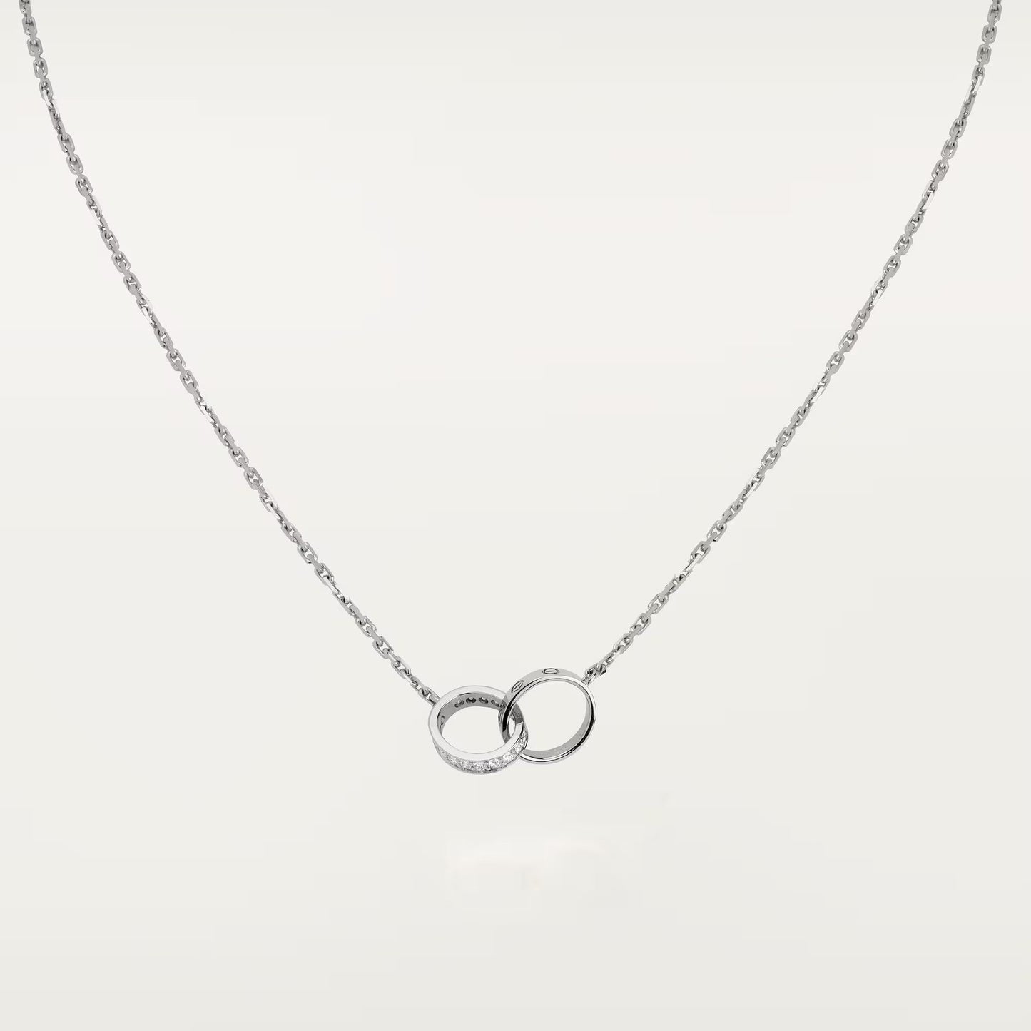 [Blue Tears Jewelry]LOVE DOUBLE RING HALF DIAMOND NECKLACE