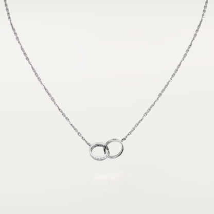 [Blue Tears Jewelry]LOVE DOUBLE RING HALF DIAMOND NECKLACE