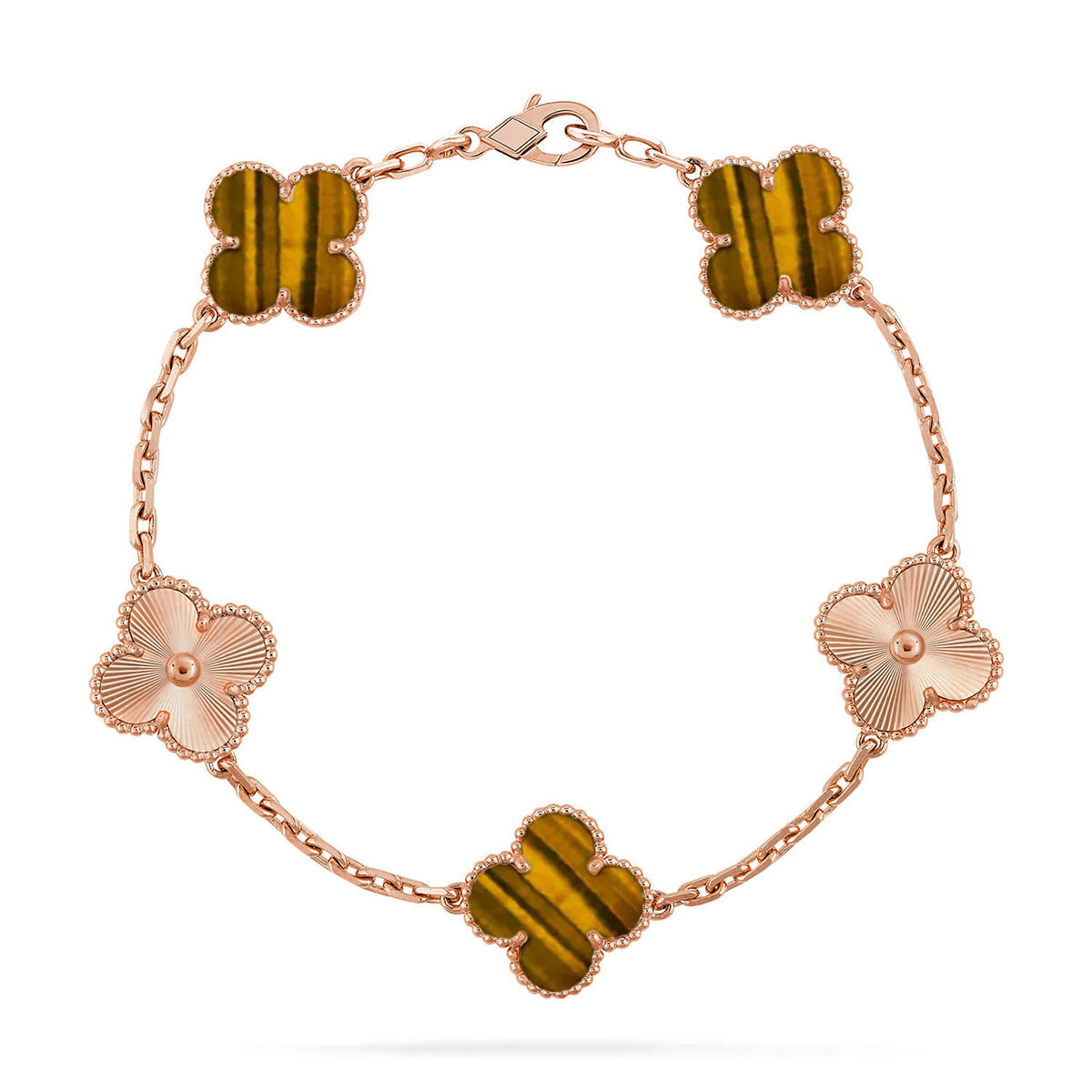 [BLUE TEARS] CLOVER 5 MOTIFS TIGER EYE BRACELET COLLECTION
