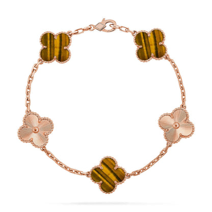 [BLUE TEARS] CLOVER 5 MOTIFS TIGER EYE BRACELET COLLECTION