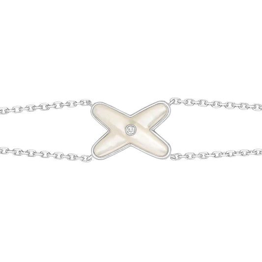 [BLUE TEARS]JEUX BRACELET WHITE MOP SILVER 1 DIAMOND