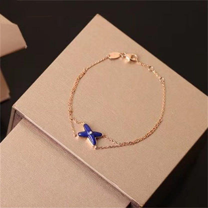 [BLUE TEARS]Hollow Design Four-Leaf Clover Flower Shape Ring