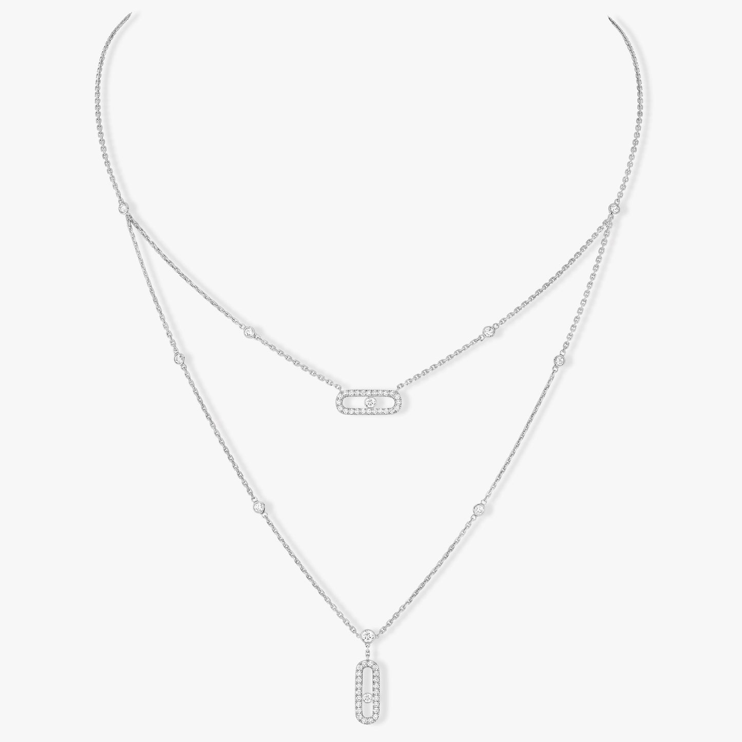 [Blue Tears Jewelry]MOVE 2 ROW DIAMOND NECKLACE