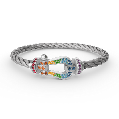 [BLUE TEARS]FORC LARGE HORSESHOE  COLORED DIAMOND BRACELET SILVER