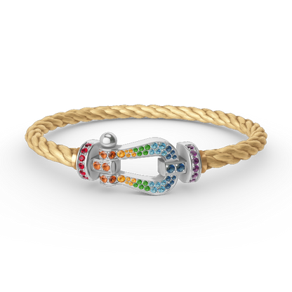 [BLUE TEARS]FORC LARGE HORSESHOE  COLORED DIAMOND BRACELET SILVER