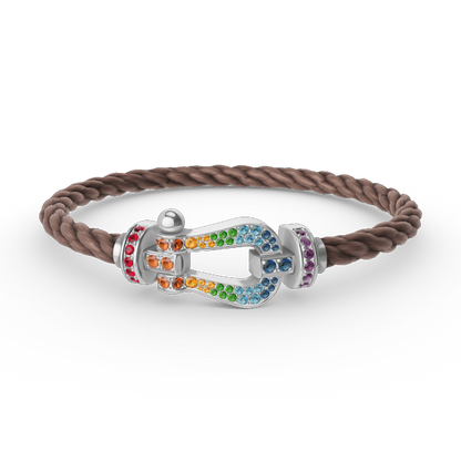 [BLUE TEARS]FORC LARGE HORSESHOE  COLORED DIAMOND BRACELET SILVER