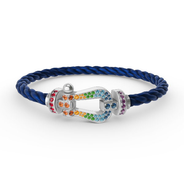 [BLUE TEARS]FORC LARGE HORSESHOE  COLORED DIAMOND BRACELET SILVER