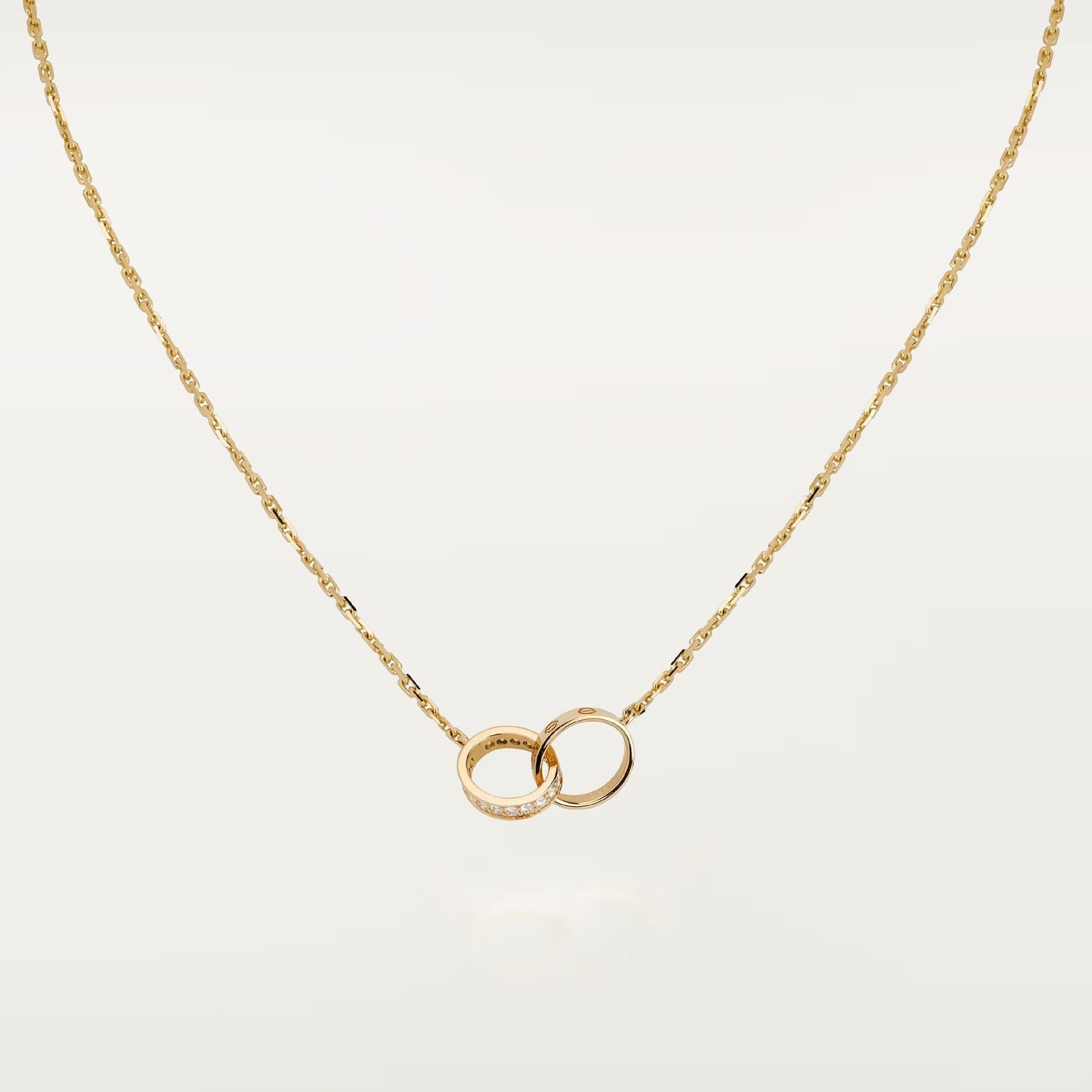 [Blue Tears Jewelry]LOVE DOUBLE RING HALF DIAMOND NECKLACE