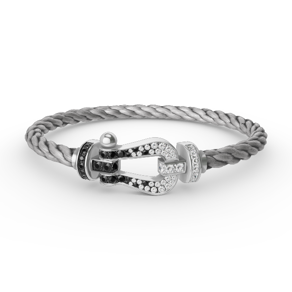 [BLUE TEARS]FORCE LARGE HORSESHOE BLACK WHITE DIAMOND BRACELET SILVER