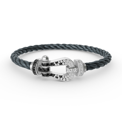 [BLUE TEARS]FORCE LARGE HORSESHOE BLACK WHITE DIAMOND BRACELET SILVER