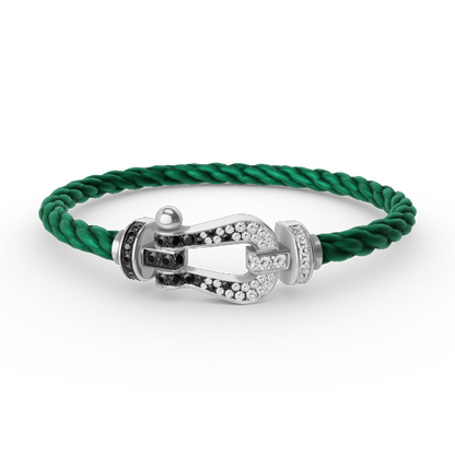 [BLUE TEARS]FORCE LARGE HORSESHOE BLACK WHITE DIAMOND BRACELET SILVER