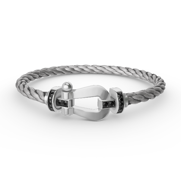 [BLUE TEARS]FORCE LARGE HORSESHOE BLACK DIAMOND BRACELET SILVER