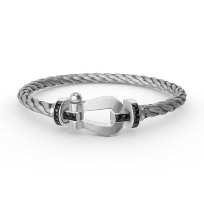 [BLUE TEARS]FORCE LARGE HORSESHOE BLACK DIAMOND BRACELET SILVER