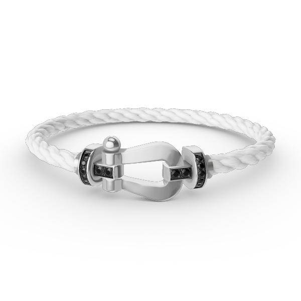 [BLUE TEARS]FORCE LARGE HORSESHOE BLACK DIAMOND BRACELET SILVER