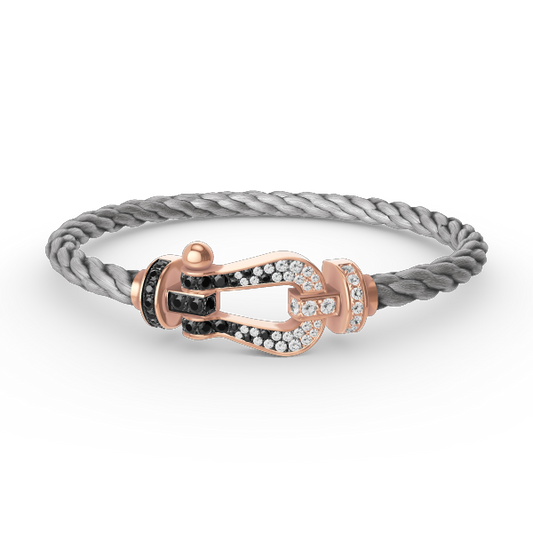 [BLUE TEARS]FORCE LARGE HORSESHOE BLACK WHITE DIAMOND BRACELET ROSE GOLD